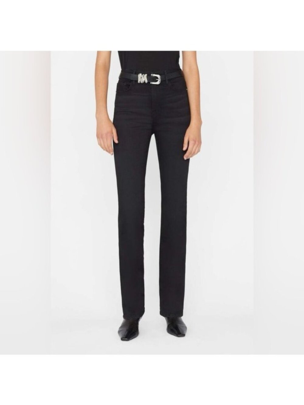 Frame Denim Le Super High Mini Boot Jeans in Blackfinn Noir